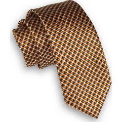 Granatowo-Złoty Elegancki Krawat Męski -ALTIES- 6 cm, w Drobną Kratkę KRALTS0297. Niebieskie krawaty męskie Alties, w kratkę, z tkaniny, eleganckie. Za 40,00 zł.