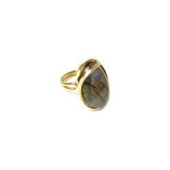 InspiRING Labradoryt Łezka złoto. Niebieskie pierścionki damskie Brazi druse jewelry, z labradorytem, złote. Za 420,00 zł.