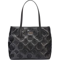 Guess Vikky Torebka Czarny. Czarne torebki klasyczne damskie Guess, z aplikacjami, z materiału. Za 610,95 zł.