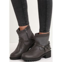 Szare Botki Anklecuff. Szare botki damskie Born2be, na niskim obcasie, na płaskiej podeszwie, z paskami. Za 79,99 zł.