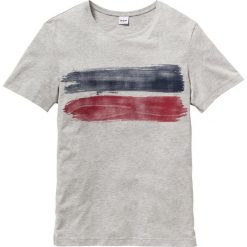 T-shirt z nadrukiem Regular Fit bonprix jasnoszary melanż. Szare koszulki męskie bonprix, s, z nadrukiem, bez kołnierzyka. Za 34,99 zł.