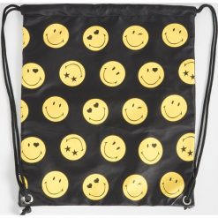 Plecak worek Smiley - Czarny. Czarne plecaki damskie marki Sinsay. Za 39,99 zł.