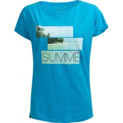 T-shirt damski TSD627 - turkus - Outhorn. Pomarańczowe koszulki damskie Outhorn, na imprezę, z nadrukiem, z bawełny, bez kołnierzyka, bez rękawów. W wyprzedaży za 24,99 zł.