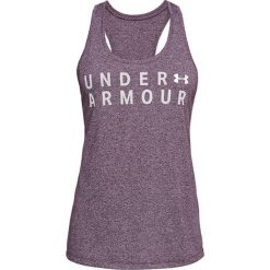 Top w kolorze fioletowym. Fioletowe topy sportowe damskie marki Under Armour, xs, z nadrukiem, z materiału. W wyprzedaży za 64,95 zł.