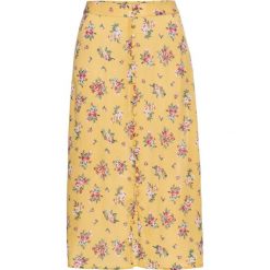 Spódnica midi z guzikami powleczonymi materiałem bonprix matowy żółty w kwiaty. Żółte spódniczki damskie bonprix, w kwiaty, midi. Za 34,99 zł.