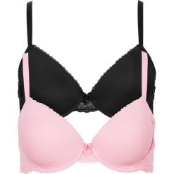 Biustonosz usztywniany (2 szt.) bonprix czarny + jasnoróżowy. Czarne biustonosze bonprix, bez wzorów. Za 39,98 zł.