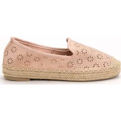 Różowe Zamszowe Ażurowe Espadryle. Różowe espadryle damskie ButyModne, bez wzorów, z zamszu, bez obcasa. W wyprzedaży za 99,00 zł.
