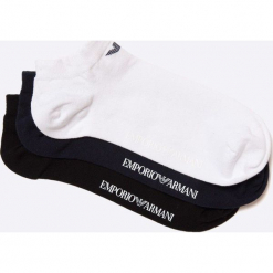 Emporio Armani Underwear - Skarpety (3-pack). Szare skarpetki męskie Emporio Armani, z bawełny. W wyprzedaży za 59,90 zł.