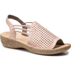 Sandały RIEKER - 65845-31 Rosa. Różowe klapki damskie Rieker, bez wzorów, z zamszu, bez obcasa. Za 239,00 zł.