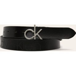 Calvin Klein - Pasek skórzany. Czarne paski damskie Calvin Klein, w paski, ze skóry. Za 229,90 zł.