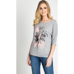 Bluzki damskie: Szara bluzka z rękawem 3/4 QUIOSQUE