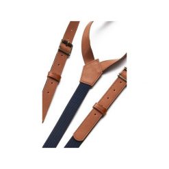 Beżowe szelki z bydlęcej skóry " Beige Blue". Pomarańczowe paski męskie Soospenders, w paski, ze skóry, eleganckie. Za 210,00 zł.