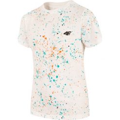 T-shirt chłopięcy (122-164) JTSM214 - biały. Białe t-shirty chłopięce z nadrukiem, z materiału, bez rękawów. W wyprzedaży za 29,99 zł.