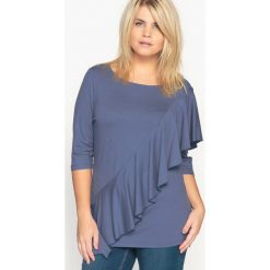 T-shirty damskie: Gładki t-shirt z falbankami, rękaw 3/4