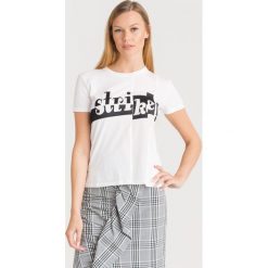 T-SHIRT MOENA Sportmax Code. Białe t-shirty damskie Sportmax Code, xs, z aplikacjami, z bawełny, z okrągłym kołnierzem. Za 255,00 zł.