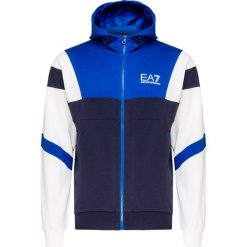 Bluza EA7 EMPORIO ARMANI. Niebieskie bluzy męskie EA7 Emporio Armani, bez wzorów, z bawełny, sportowe, z kapturem, bez rękawów, z kapturem. W wyprzedaży za 366,00 zł.