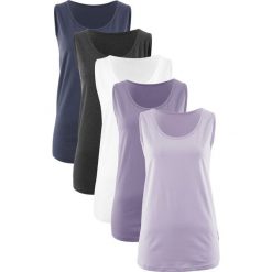 Długi top (5 sztuk) bonprix dymny fioletowy + biel wełny + fiołkowy bez + jagodowy + antracytowy melanż. Fioletowe bluzki damskie z długim rękawem marki bonprix, bez wzorów, z wełny, bez kołnierzyka. Za 84,95 zł.