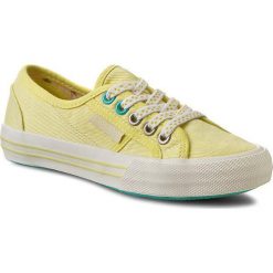 Tenisówki PEPE JEANS - Baker Plain PGS30179 Lemon 031. Żółte trampki dziewczęce Pepe Jeans, bez wzorów, z jeansu, na sznurówki. W wyprzedaży za 119,00 zł.