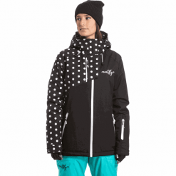 MEATFLY damska kurtka narciarska Deborah Jacket Black/White Dot XS. Czarne kurtki sportowe damskie Meatfly, xs, bez wzorów, bez kaptura, narciarskie. Za 669,00 zł.