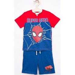 Blukids - Komplet dziecięcy Marvel Spider Man 98-128 cm. Niebieskie spodnie chłopięce Blukids, z nadrukiem, z bawełny, krótkie. W wyprzedaży za 59,90 zł.