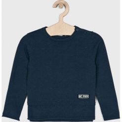 Blukids - Sweter dziecięcy 74-98 cm. Niebieskie swetry chłopięce Blukids, bez wzorów, z bawełny, z okrągłym kołnierzem. W wyprzedaży za 44,90 zł.