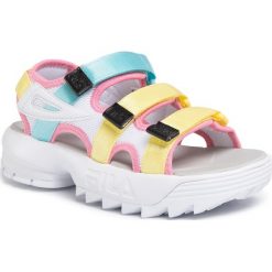 Sandały FILA - Disruptor Sandal Wmn 1010611.92X White/Lime Light. Zielone klapki damskie Fila, bez wzorów, ze skóry ekologicznej, bez obcasa. Za 339,00 zł.