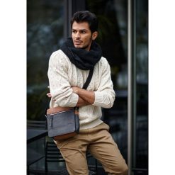 Miejska skÓrzana torba na ramiĘ marki always wild. Szare torby męskie skórzane w paski, ze skóry, eleganckie. Za 139,90 zł.