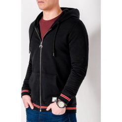 Bluza męska rozpinana z kapturem B912 - czarna. Czarne bluzy męskie Ombre Clothing, s, bez wzorów, z bawełny, z kapturem, bez rękawów, z kapturem. Za 49,00 zł.