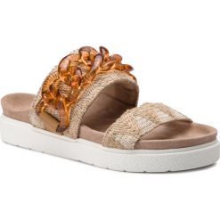 Klapki INUIKII - Slipper Chain Raffia 70104-13 Sand. Brązowe klapki damskie marki Inuikii, z aplikacjami, ze skóry, bez obcasa. Za 939,00 zł.