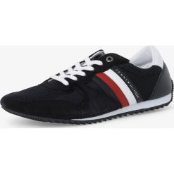Tommy Hilfiger - Tenisówki męskie z dodatkiem skóry, niebieski. Niebieskie trampki męskie TOMMY HILFIGER, bez wzorów, ze skóry, klasyczne, bez zapięcia. Za 379,95 zł.