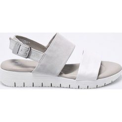 Be Natural - Sandały. Szare klapki damskie Be Natural, bez wzorów, ze skóry, bez obcasa, na obcasie. W wyprzedaży za 229,90 zł.