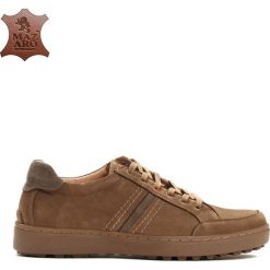 Brązowe Skórzane Półbuty Come At Me. Brązowe derby męskie Born2be, ze skóry, na sznurówki. Za 129,99 zł.