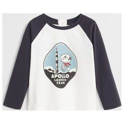 Mango Kids - Longsleeve dziecięcy Apollo 80-104 cm. Białe t-shirty chłopięce Mango Kids, z nadrukiem, z bawełny, bez rękawów. Za 45,90 zł.