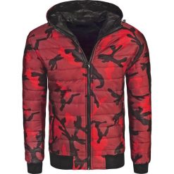 Kurtka męska bomber z kapturem czerwona Recea. Czerwone kurtki męskie Recea, xl, moro, z poliesteru, z kapturem. W wyprzedaży za 78,30 zł.