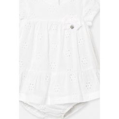Mayoral - Sukienka dziecięca 60-86 cm. Białe sukienki dziewczęce Mayoral, bez wzorów, z bawełny, z krótkim rękawem, krótkie, mini, rozkloszowane. Za 129,90 zł.