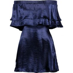 Sukienki: Missguided HAMMERED SATIN DOUBLE LAYER BARDOT SKATER Sukienka koktajlowa navy