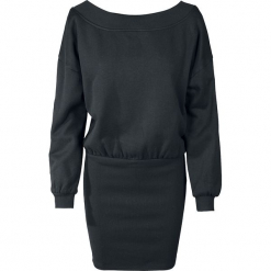 Urban Classics Ladies Sweat Off Shoulder Dress Sukienka czarny. Czarne sukienki Urban Classics, na imprezę, s, prążkowane, z dekoltem w łódkę. Za 121,90 zł.