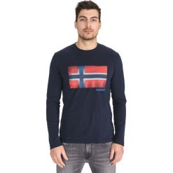 Napapijri Sibu Koszulka Niebieski. Niebieskie podkoszulki męskie Napapijri, xxl, z nadrukiem, z bawełny, długie. Za 228,95 zł.