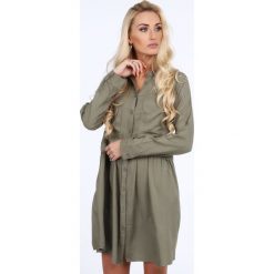 Khaki sukienka na co dzień 1886. Brązowe sukienki damskie Fasardi, na co dzień, m, bez wzorów, bez kołnierzyka, bez rękawów. Za 79,00 zł.