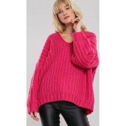 Fuksjowy Sweter Greenwich. Swetry damskie Renee, uniwersalny, bez wzorów, ze splotem, casualowe, bez rękawów, bez kaptura. Za 159,99 zł.