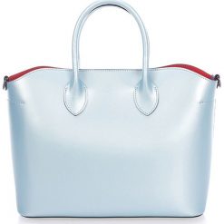 Torebki klasyczne damskie: Skórzana torebka w kolorze błękitnym – 35 x 25 x 14 cm