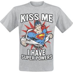 T-shirty męskie z nadrukiem: Superman Kiss Me T-Shirt odcienie szarego