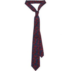 Krawat Granatowy Jedwabny w Kwiaty. Niebieskie krawaty męskie marki LANCERTO, w kwiaty, z jedwabiu, eleganckie. Za 139,90 zł.