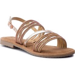 Sandały TAMARIS - 1-28116-22 Rose Metallic 952. Żółte klapki damskie Tamaris, z aplikacjami, ze skóry, bez obcasa, na obcasie. W wyprzedaży za 169,00 zł.