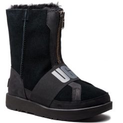 Buty UGG - W Conness Waterproof 1098373 W/Blk. Czarne kozaki damskie marki Ugg, na zimę, z wełny, na niskim obcasie, bez zapięcia. W wyprzedaży za 719,00 zł.