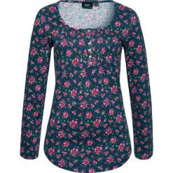 Shirt, długi rękaw bonprix ciemnoniebieski w kwiaty. Niebieskie koszulki damskie bonprix, na co dzień, z nadrukiem, casualowe, z okrągłym kołnierzem, z długim rękawem. Za 37,99 zł.