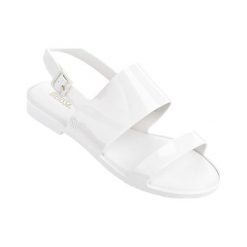 Sandały w kolorze białym. Białe sandały damskie Melissa, Pepe Jeans, bez wzorów, bez obcasa, ze sprzączką. W wyprzedaży za 129,95 zł.