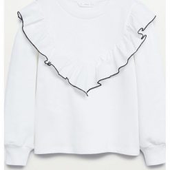 Mango Kids - Bluza bawełniana dziecięca Vuela 116-164 cm. Białe bluzy dziewczęce Mango Kids, z aplikacjami, z bawełny, bez rękawów, bez kaptura. Za 89,99 zł.