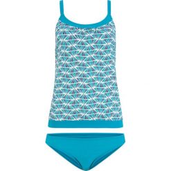 Tankini (2 części) bonprix niebieskozielono-niebieski z nadrukiem. Niebieskie stroje kąpielowe damskie bonprix, z nadrukiem, klasyczne. Za 99,99 zł.