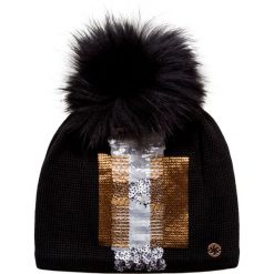 Czapka GRANADILLA SEQUIN GOLD. Czarne czapki damskie Granadilla, z aplikacjami, z dzianiny. Za 580,00 zł.